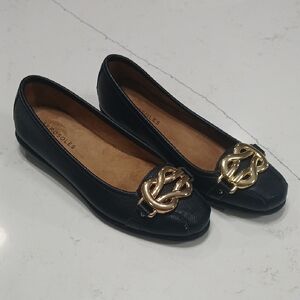 Aerosoles Black Loafers with Gold Accent , New Without Tags Or Box